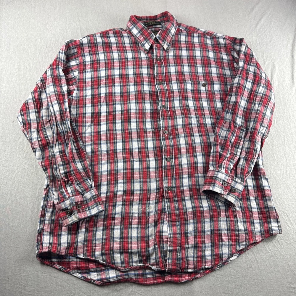 Vintage Croft Barrow Shirt Mens M Red Plaid Single Needle Tailoring 90s L/S READ